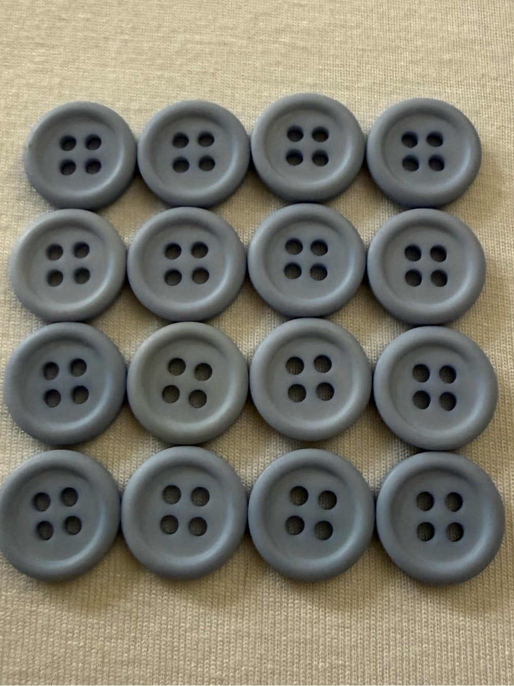 EUVC 1/2 Inch Matte Plastic Steel Blue-Gray 4-Hole Buttons - Set of 16